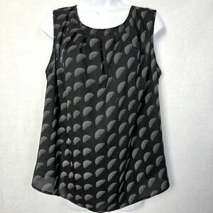 Worthington Black White Print Sleeveless Blouse Women’s XXL